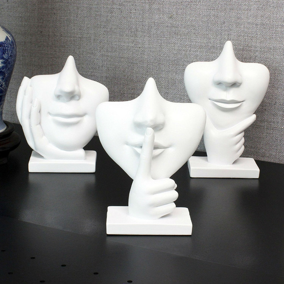 White Polyresin Unisex Eyeglasses Display Heads - Picture 2 of 7